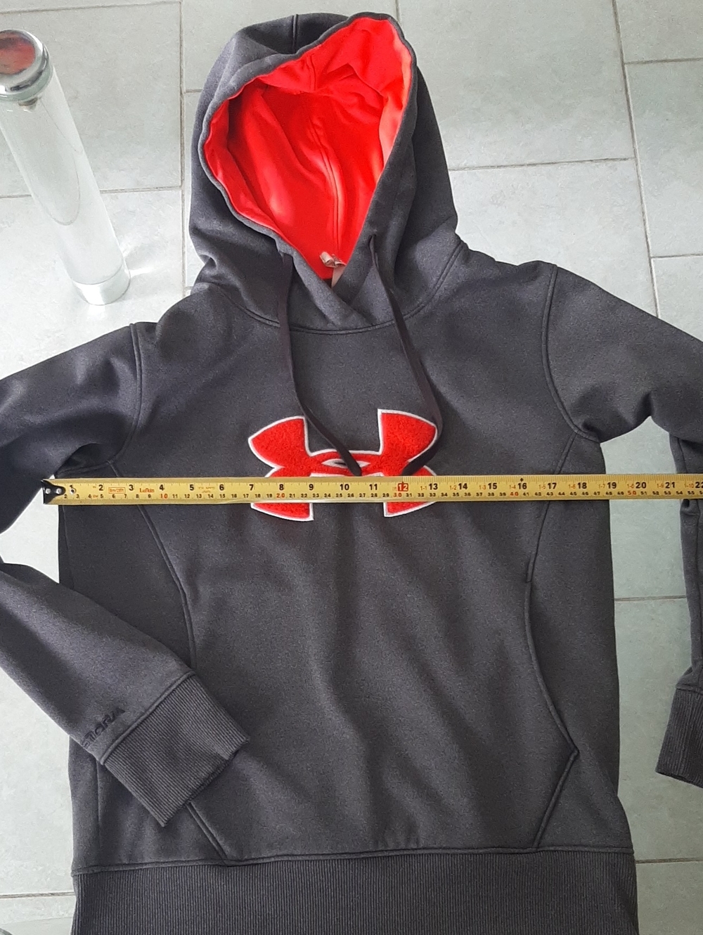 2 Under Armour⚒Y2K Charcoal Pullover➕Zip-up Hoodies-bright PINK/RED Logos Sz S/M - Picture 3 of 10